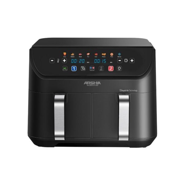 homsa81839 قلاية هوائية أرشيا ذات سلة مزدوجة 9 لتر 2800 وات أسود - 3185